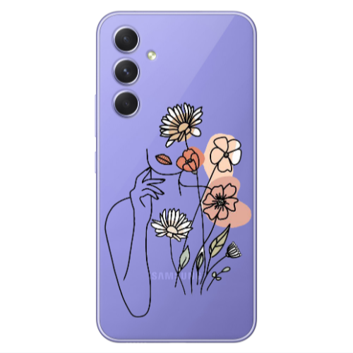 Samsung A36 Lady with Flowers Transparent Silicone TPU Θήκη