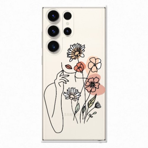 Samsung S25 Ultra Lady with Flowers Transparent Silicone TPU Θήκη