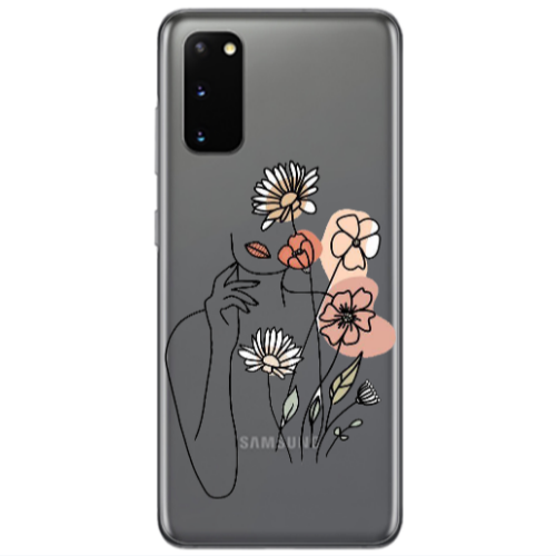 Samsung S20 Lady with Flowers Transparent Silicone TPU Θήκη