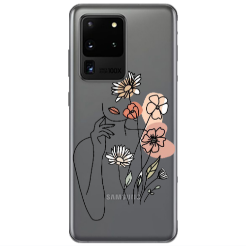 Samsung S20 Ultra Lady with Flowers Transparent Silicone TPU Θήκη