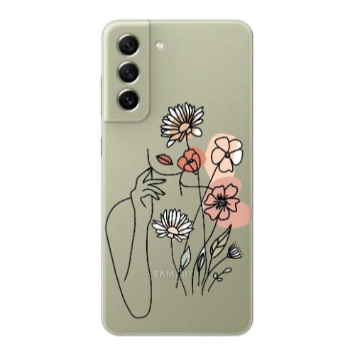 Samsung S21 Lady with Flowers Transparent Silicone TPU Θήκη