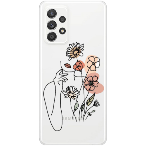Samsung A53 Lady with Flowers Transparent Silicone TPU Θήκη