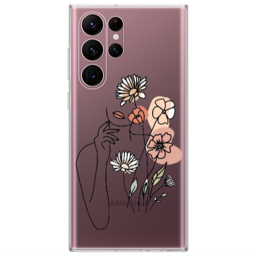 Samsung S22 Ultra Lady with Flowers Transparent Silicone TPU Θήκη