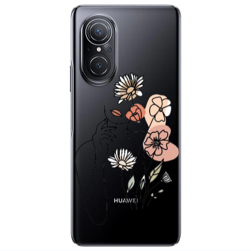 Huawei Nova 9 SE Lady with Flowers Transparent Silicone TPU Θήκη