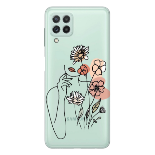 Samsung A22 4G Lady with Flowers Transparent Silicone TPU Θήκη