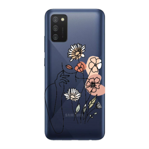 Samsung A03S Lady with Flowers Transparent Silicone TPU Θήκη