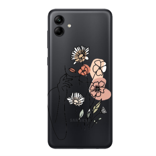 Samsung A04 Lady with Flowers Transparent Silicone TPU Θήκη