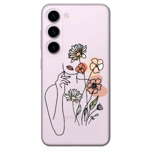 Samsung S23 Plus Lady with Flowers Transparent Silicone TPU Θήκη