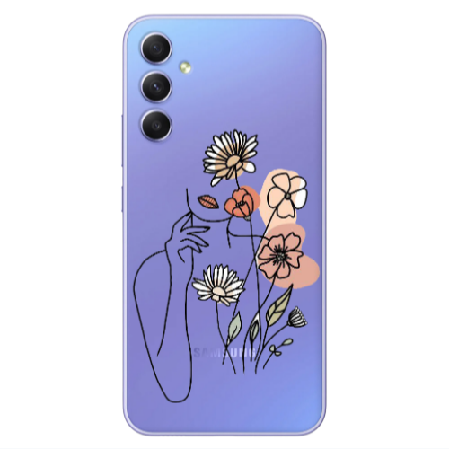Samsung A34 Lady with Flowers Transparent Silicone TPU Θήκη