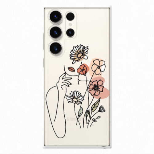 Samsung S23 Ultra Lady with Flowers Transparent Silicone TPU Θήκη