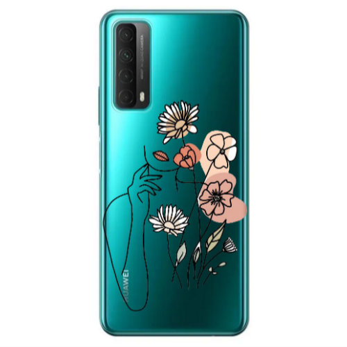 Huawei P Smart 2021 Lady with Flowers Transparent Silicone TPU Θήκη