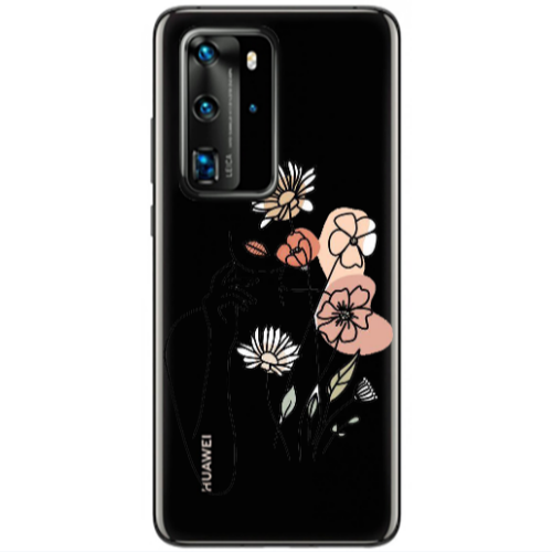 Huawei P40 Pro Lady with Flowers Transparent Silicone TPU Θήκη