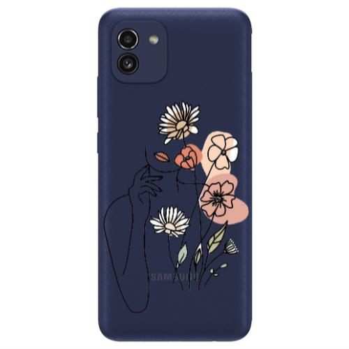 Samsung A03 Lady with Flowers Transparent Silicone TPU Θήκη
