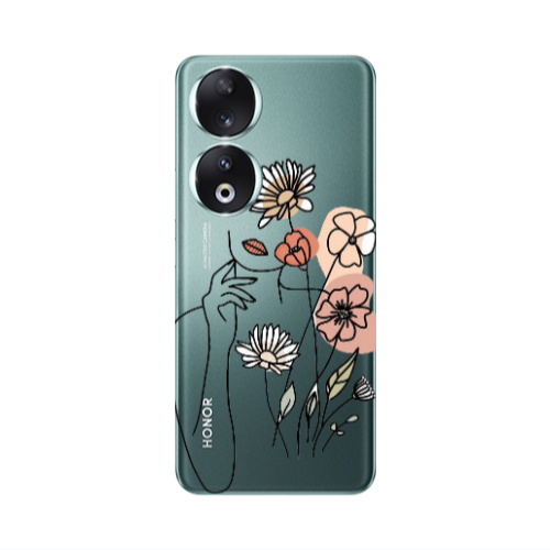 Honor 90 5G Lady with Flowers Transparent Silicone TPU Θήκη