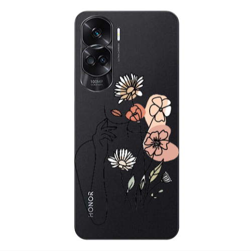 Honor 90 Lite 5G Lady with Flowers Transparent Silicone TPU Θήκη