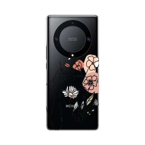 Honor Magic5 Lite 5G Lady with Flowers Transparent Silicone TPU Θήκη