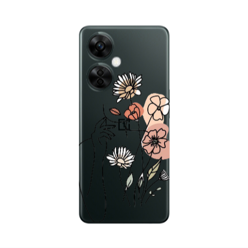 Oneplus Nord CE 3 Lite 5G Lady with Flowers Transparent Silicone TPU Θήκη