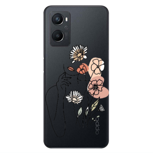 Oppo A 96 Lady with Flowers Transparent Silicone TPU Θήκη