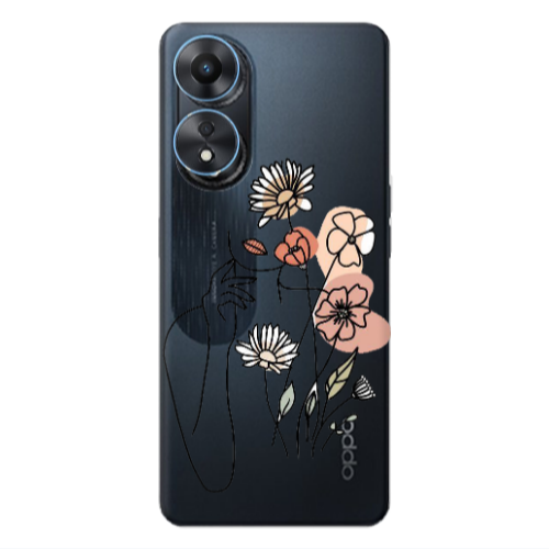 Oppo A 98 Lady with Flowers Transparent Silicone TPU Θήκη