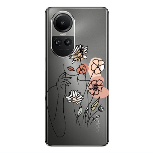 Oppo Reno10 5G Lady with Flowers Transparent Silicone TPU Θήκη