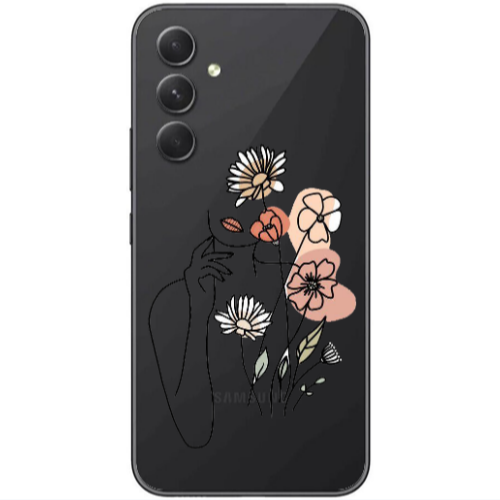 Samsung Galaxy A25 Lady with Flowers Transparent Silicone TPU Θήκη
