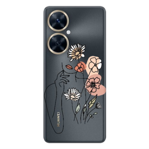 Huawei Nova 11i Lady with Flowers Transparent Silicone TPU Θήκη