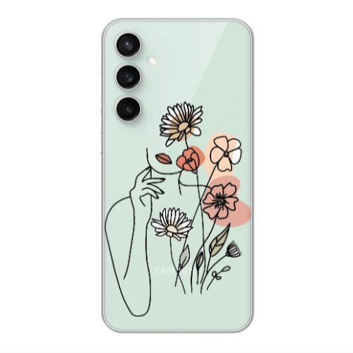 Samsung S24 Plus Lady with Flowers Transparent Silicone TPU Θήκη