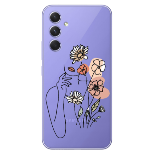 Samsung A55 Lady with Flowers Transparent Silicone TPU Θήκη