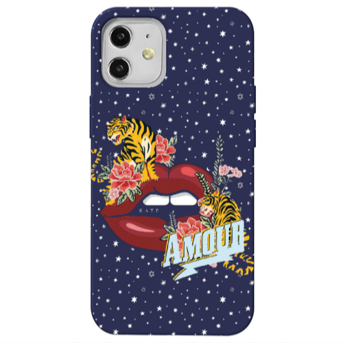 Apple iPhone 12 Amour Dark blue Colored Silicone TPU Θήκη