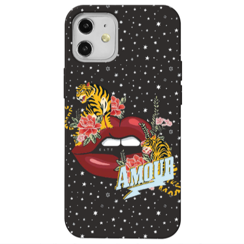 Apple iPhone 12 Amour Black Colored Silicone TPU Θήκη