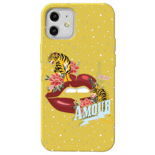 Apple iPhone 12 Amour Yellow Colored Silicone TPU Θήκη