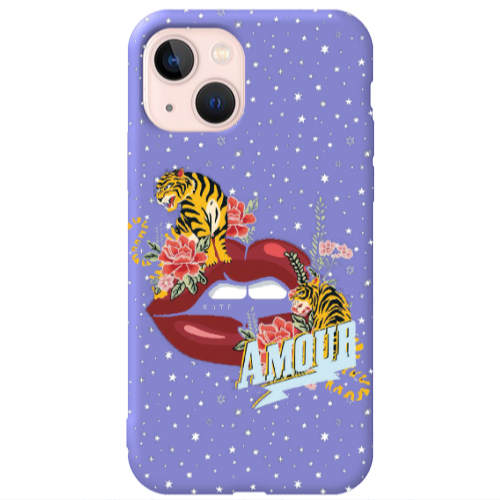 Apple iPhone 13 Amour Purple Colored Silicone TPU Θήκη