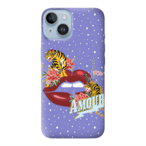 Apple iPhone 14  Amour Purple Colored Silicone TPU Θήκη