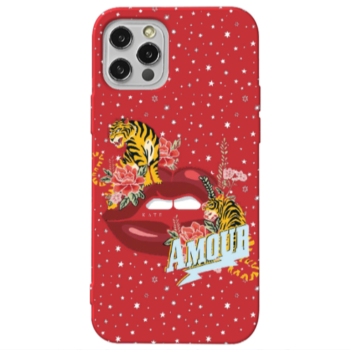 Apple iPhone 13 Pro Amour Red Colored Silicone TPU Θήκη