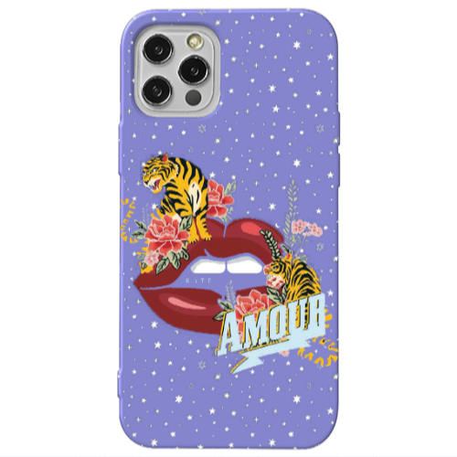 Apple iPhone 12 Pro Amour Purple Colored Silicone TPU Θήκη
