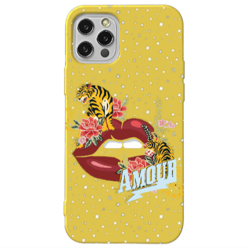 Apple iPhone 12 Pro Amour Yellow Colored Silicone TPU Θήκη