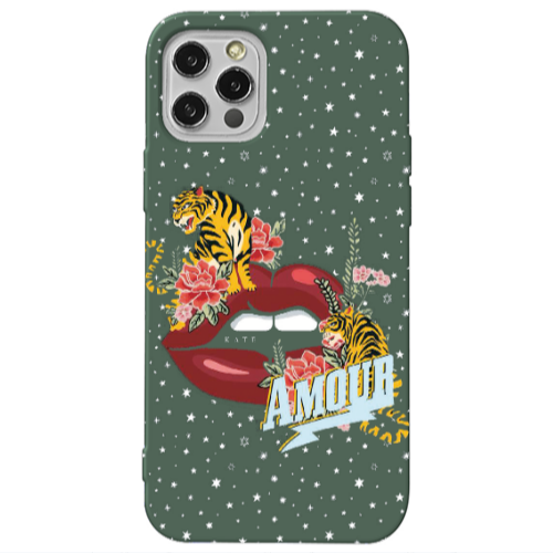 Apple iPhone 12 Pro Amour Dark Green Colored Silicone TPU Θήκη