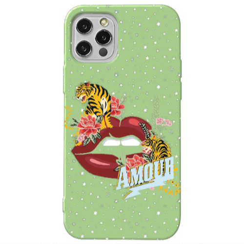 Apple iPhone 12 Pro Amour Light Green Colored Silicone TPU Θήκη