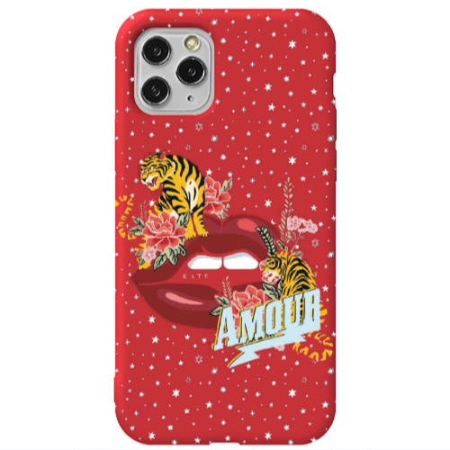 Apple iPhone 11 Pro Max Amour Red Colored Silicone TPU Θήκη