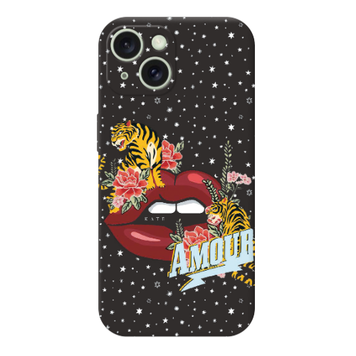 Apple iPhone 15 Amour Black Colored Silicone TPU Θήκη