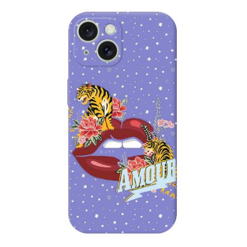 Apple iPhone 15 Plus Amour Purple Colored Silicone TPU Θήκη