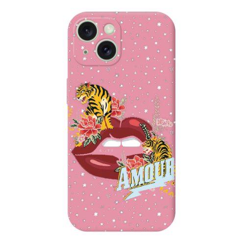 Apple iPhone 15 Plus Amour Pink Colored Silicone TPU Θήκη
