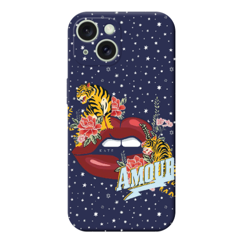Apple iPhone 15 Plus Amour Dark blue Colored Silicone TPU Θήκη
