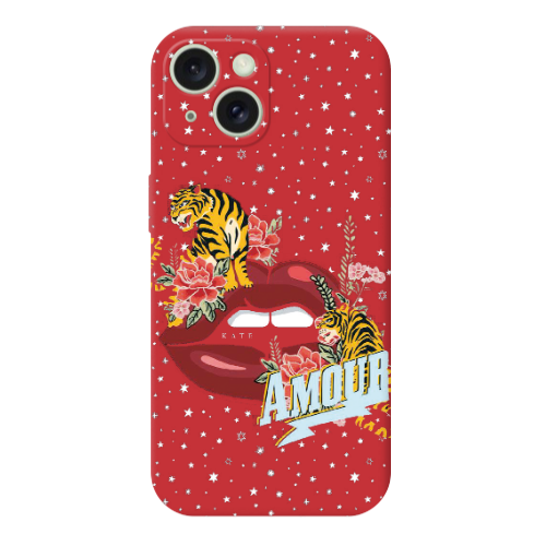 Apple iPhone 15 Plus Amour Red Colored Silicone TPU Θήκη
