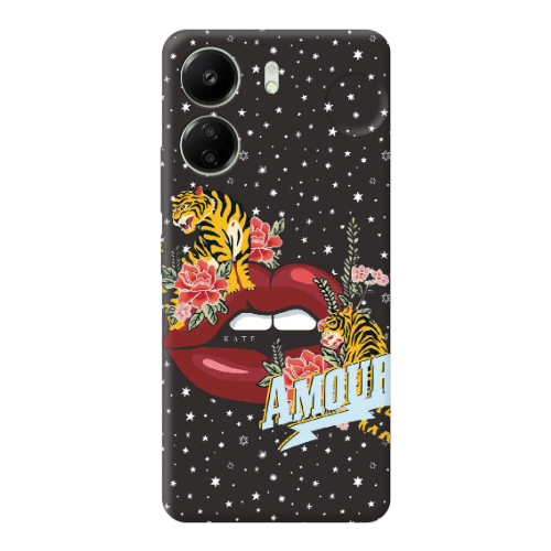 Xiaomi Redmi 13C Amour Black Colored Silicone TPU Θήκη