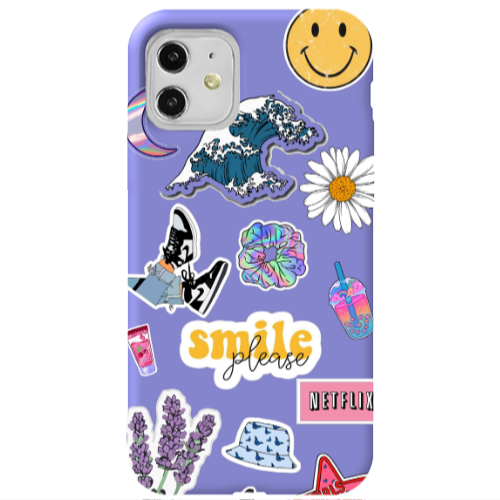 Apple iPhone 11  Smile Moon Purple Colored Silicone TPU Θήκη