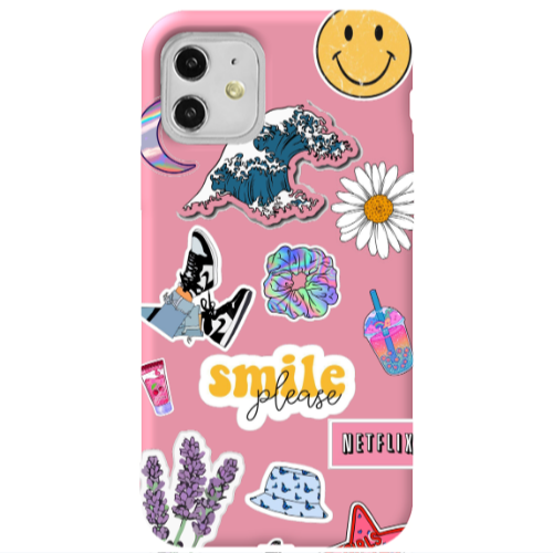 Apple iPhone 11  Smile Moon Pink Colored Silicone TPU Θήκη