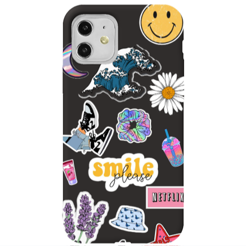 Apple iPhone 11  Smile Moon Black Colored Silicone TPU Θήκη