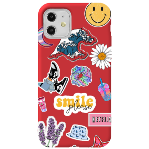 Apple iPhone 11  Smile Moon Red Colored Silicone TPU Θήκη