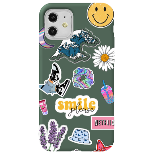 Apple iPhone 11  Smile Moon Dark Green Colored Silicone TPU Θήκη